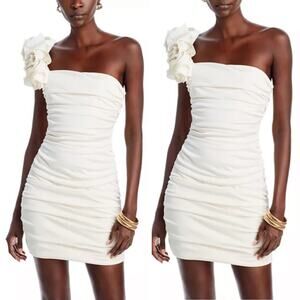 NWT NEW Monique Lhuillier Farren Ivory White Bodycon Mini Dress Size 6